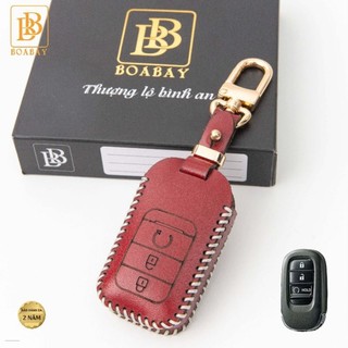 Bao Da Chìa Khóa ô tô HONDA Civic Bản E 22, HRV 22 (3 nút) Da Thật, Giá tận Xưởng, Bảo hành 2 năm, màu thật như ảnh