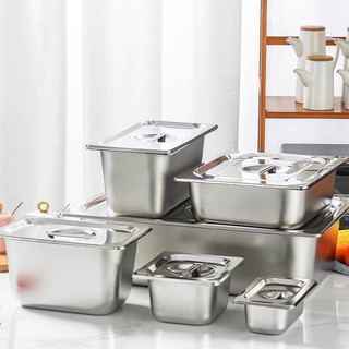Khay inox đựng thức ăn có nắp Chubby chef - Khay buffet đựng topping, thực phẩm (sâu 6.5-15cm)