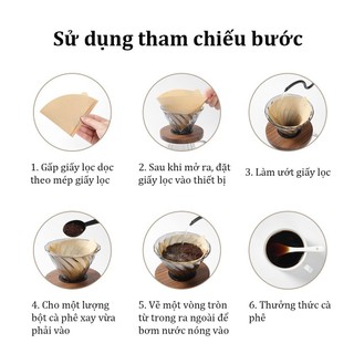 Giấy lọc cà phê 2~4 cốc V60 100 tờ của Mỹ - Hộp đen