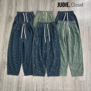 Quần Bò Nữ Dáng Bom Chất Jean Mềm In Hoạ Tiết,Quần Bò Demin Cao Cấp Cạp Chun Ống Rộng JUDIE.Closet