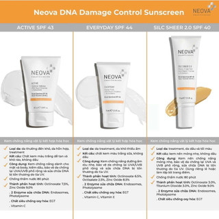 Kem Chống Nắng Neova  Active Spf 43, Neova Everyday Spf44, Neova Silc Sheer 2.0 Spf 40