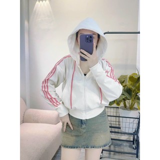 ÁO KHOÁC NỈ PHỐI VIỀN CẦU VỒNG CÓ NÓN DÂY KÉO CAO DỄ MẶC PHÙ HỢP THỜI TRANG