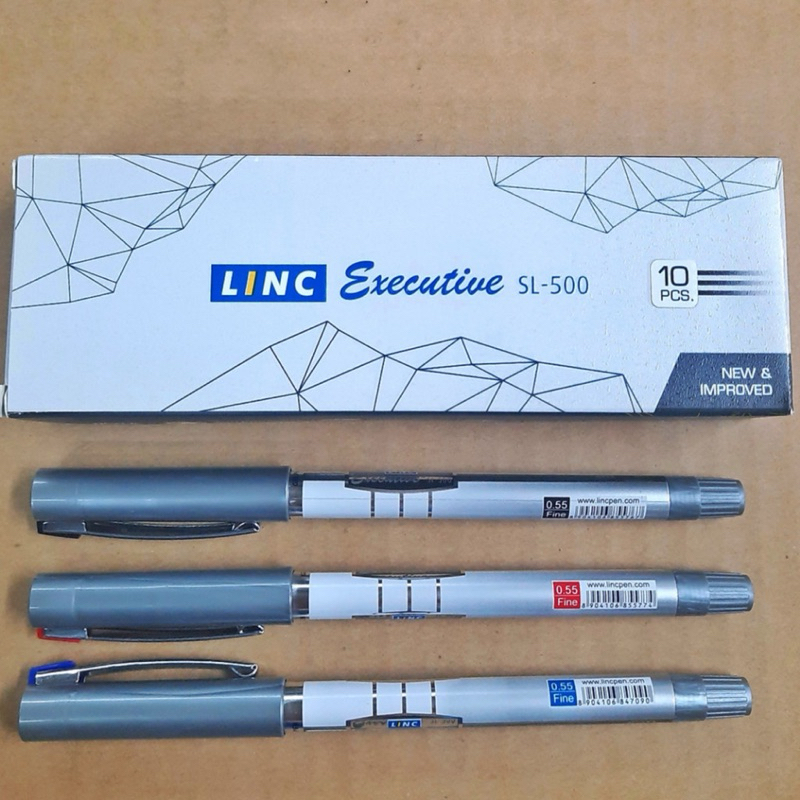 [Mực đen]Hộp 10 cây gel LINC Executive SL-500  - Ngòi 0.55mm, viết siêu trơn.