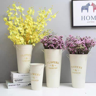 (Giá dùng thử) Chậu hoa sắt xô cắm hoa trang trí Garden bình thiếc lọ decor Vintage nhiều mẫu