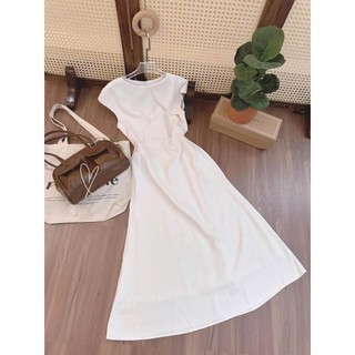 Đầm thời trang nữ chất vải tuyết mưa cổ tròn tay ngắn dáng váy đuôi cá dài chất vải mềm mịn chuẩn shop