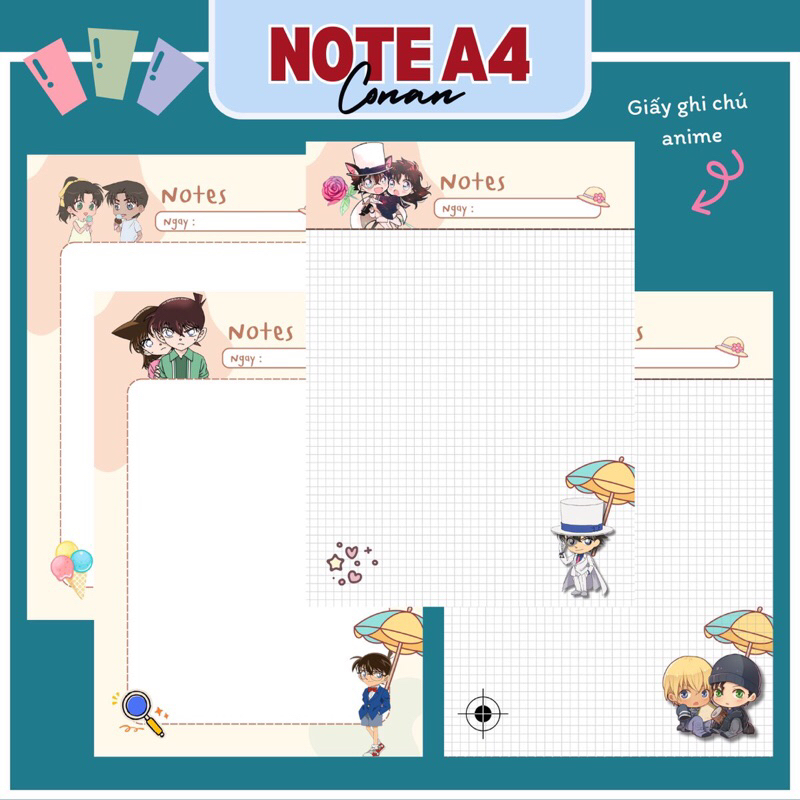 [Conan] Set 10 tờ giấy note A4, giấy ghi chú anime | Shopee Việt Nam