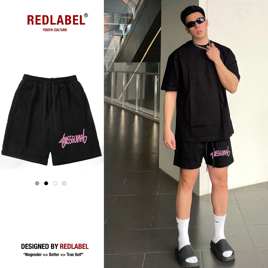 Quần Short Nam Nữ Quần Thun Ngố Họa Tiết PINK ,Quần Short Nỉ Đùi Dày Dặn Có Túi Kết Hợp Dây Rút,Quần Cộc Hè