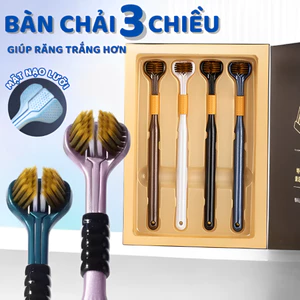 Bàn Chải Đánh Răng 3 Chiều, Bộ 4 Chiếc Lông Mềm Đánh Bay Mọi Mảng Bám, Trắng răng