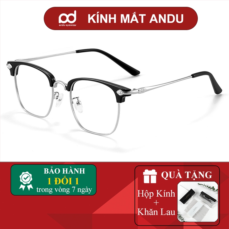 Ảnh Gọng kính cận thời trang nam nữ ANDU dáng brownline chống tia UV chất liệu kim loại cao cấp - 9558 1
