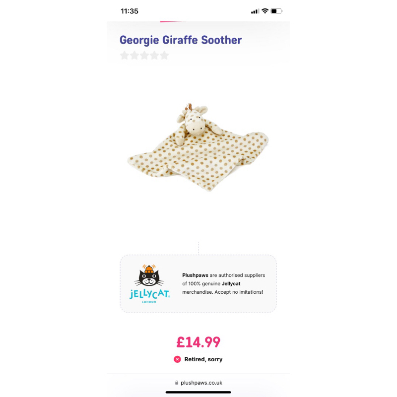 Jellycat georgie giraffe soother online