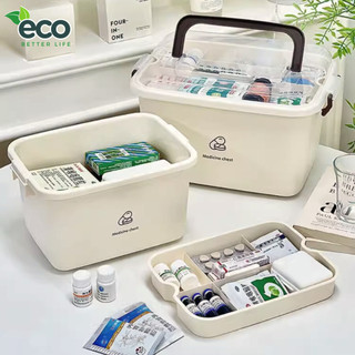 Hộp đựng thuốc sơ cứu hai lớp cỡ lớn ECO có nắp bảo quản tay cầm tiện lợi, Hộp nhựa đựng đồ đa năng