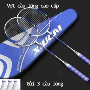 Bộ 2 chiếc vợt cầu lông TAY CẦM ĐỆM MÚT tặng kèm 03 quả cầu hàng chính hãng, đàn hồi tốt - siêu cứng - siêu bền