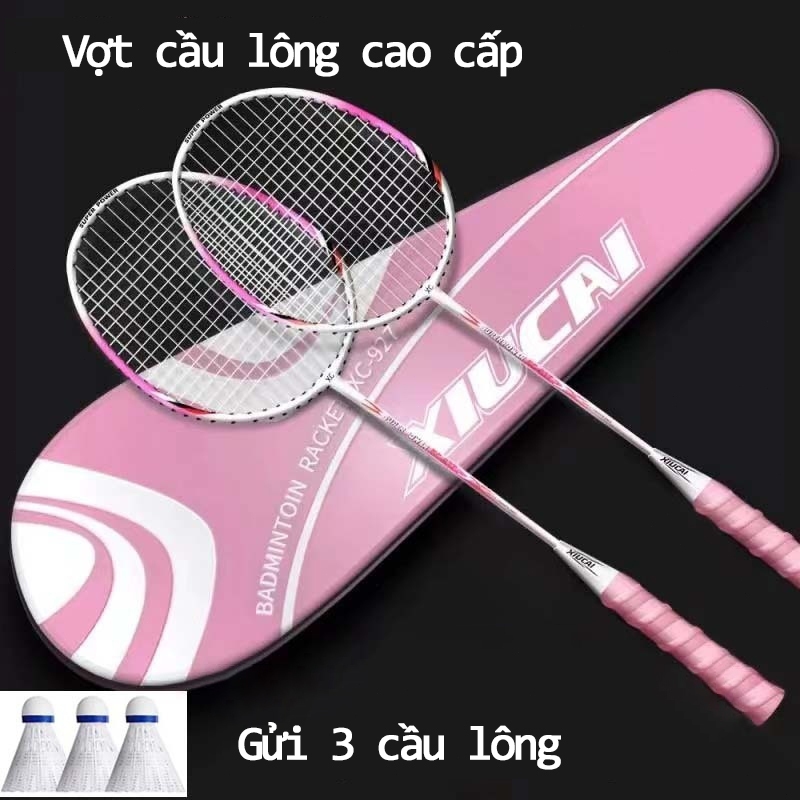Bộ 2 chiếc vợt cầu lông TAY CẦM ĐỆM MÚT tặng kèm 03 quả cầu hàng chính hãng, đàn hồi tốt - siêu cứng - siêu bền