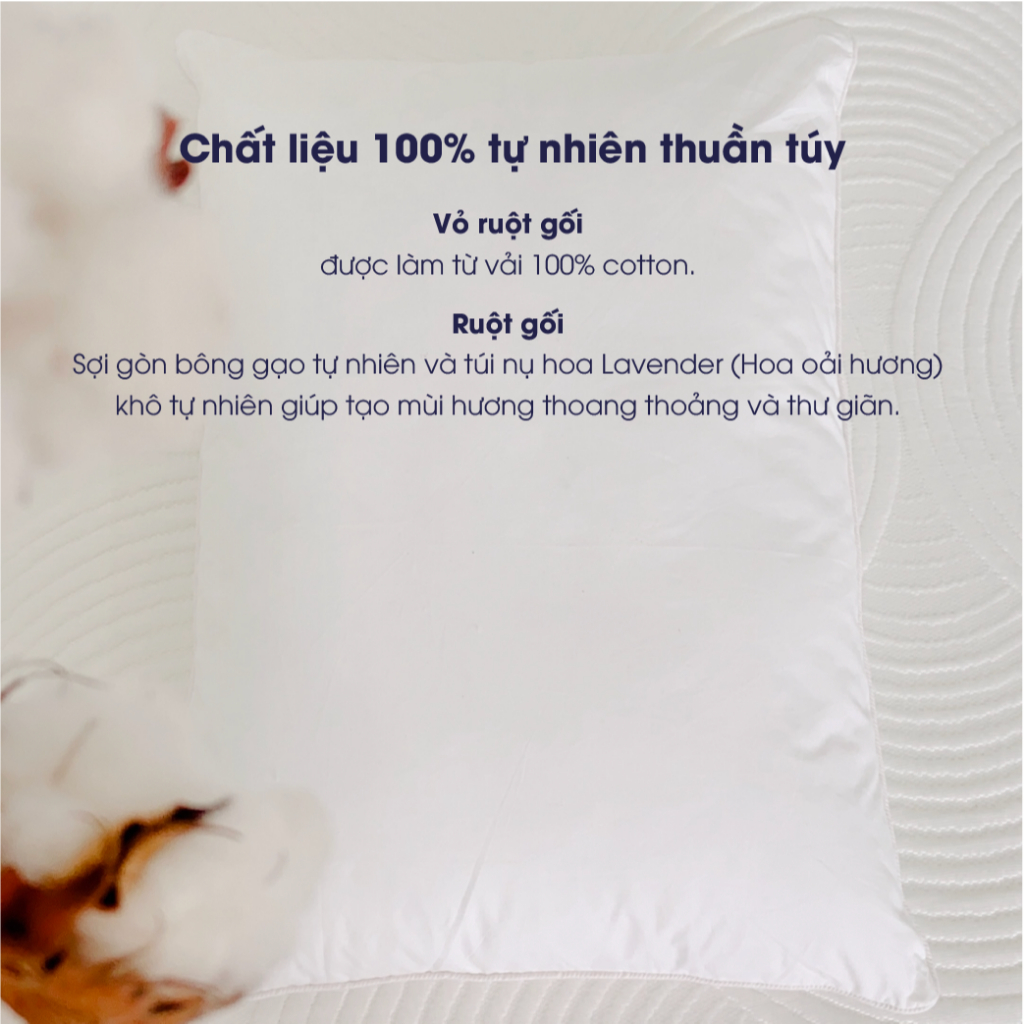 Ảnh Gối gòn bông gạo tự nhiên 100% cotton Changmi Bedding nhẹ nhàng, mềm mại, êm ái và cực kỳ bền 4