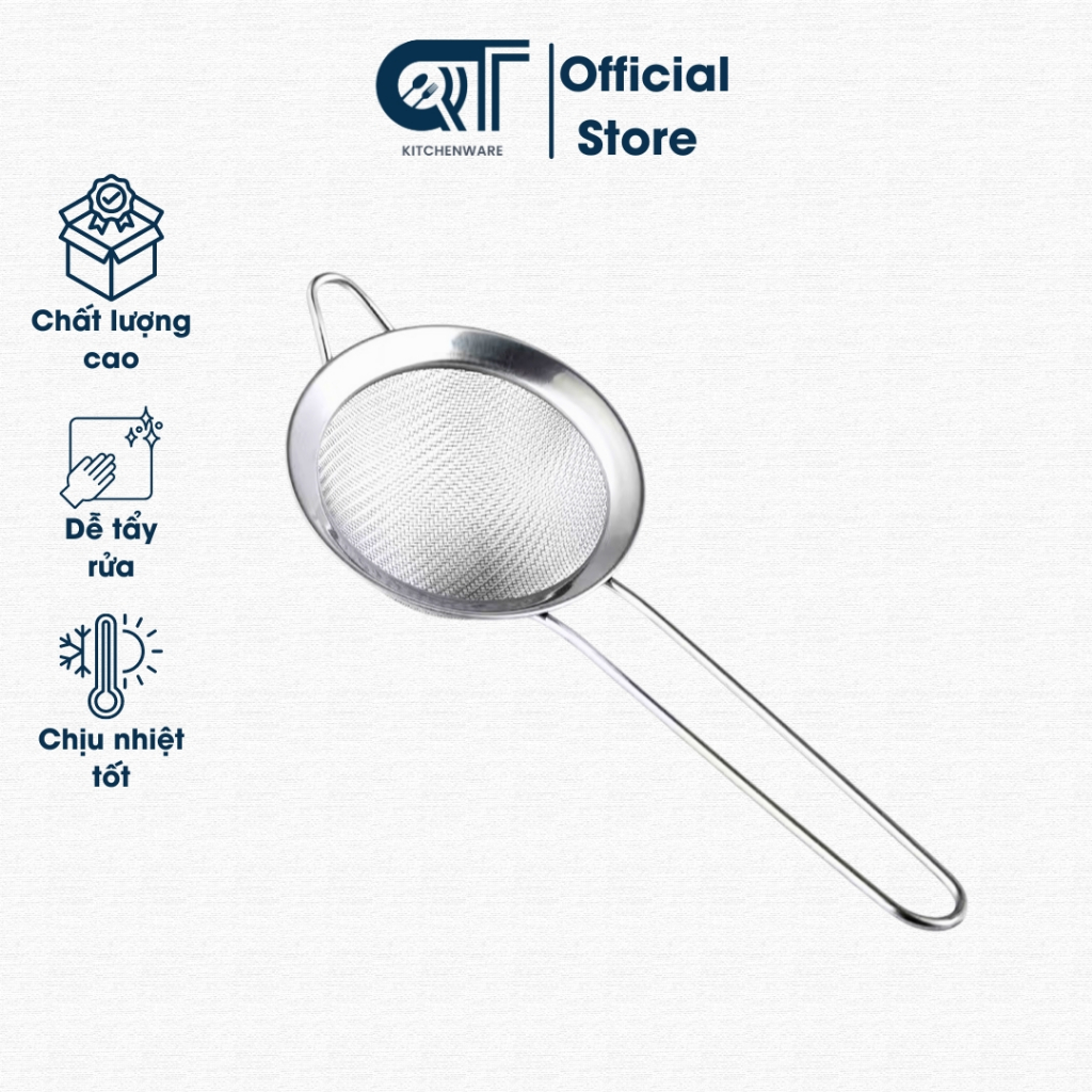 Rây Lọc Inox 304, Lọc Trà, Cháo, Bột, Viền và Tay Cầm Dày, Hàng Loại 1 ...