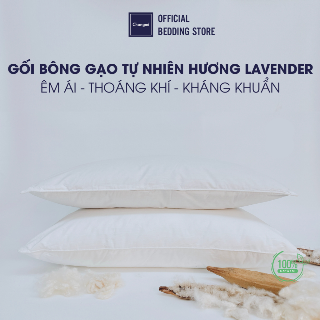 Ảnh Gối gòn bông gạo tự nhiên 100% cotton Changmi Bedding nhẹ nhàng, mềm mại, êm ái và cực kỳ bền 1