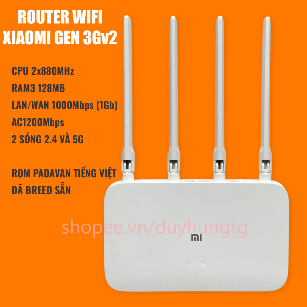 Wifi router xiaomi gen 3Gv2 3G v2 AC1200 cổng WAN LAN 1G | Shopee Việt Nam