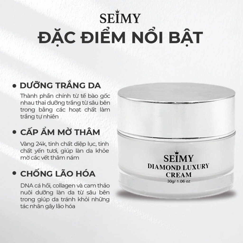 Ảnh Kem dưỡng da mặt nhau thai SEIMY - Diamond Luxury Cream 30g 1