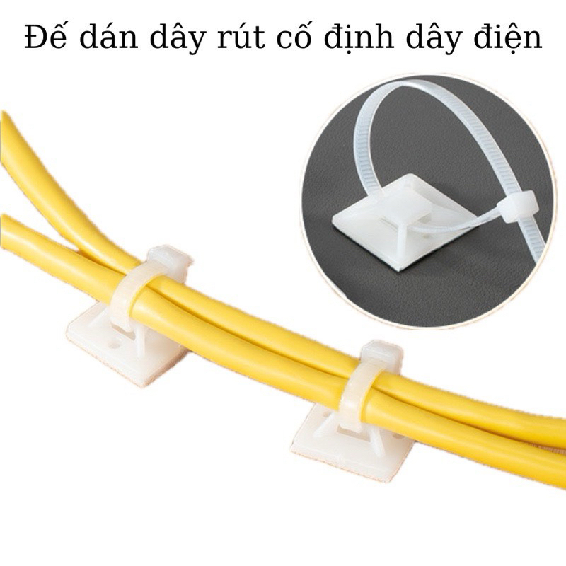 [100cái] Đế dán dây rút cố định dây điện size 20x20 25x25 30x30 ...