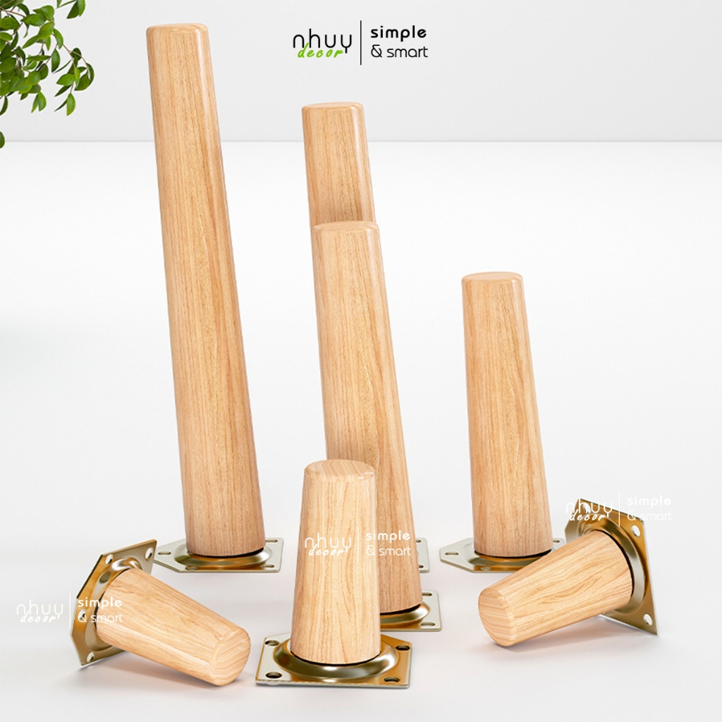 Chân bàn gỗ cao su, chân gỗ kèm pad, chân gỗ bề mặt nhẵn mịn, xịn, có nhiều kích thược lựa chọn Nhu Y Decor