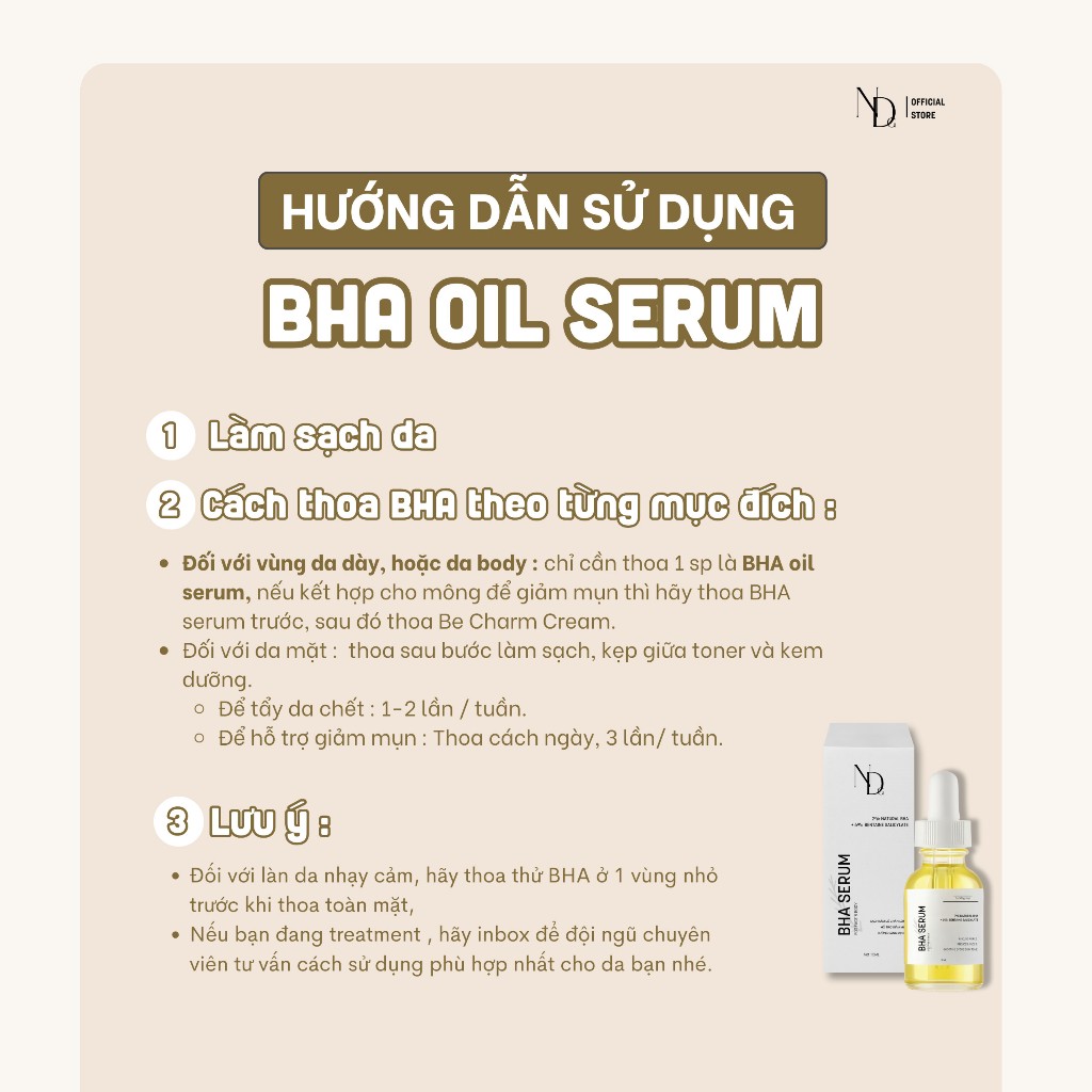 COMBO Kem Xóa Thâm Be Charm 100ml + BHA Serum 8% 15ml Giảm Mụn BHA ND