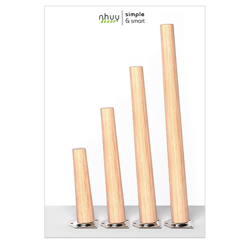 Chân bàn gỗ cao su, chân gỗ kèm pad, chân gỗ bề mặt nhẵn mịn, xịn, có nhiều kích thược lựa chọn Nhu Y Decor