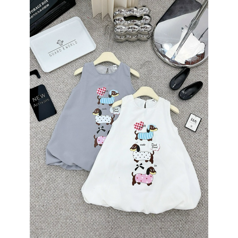 DL32 {Diệu Linh shop kids} váy thiết kế ba lỗ dáng bí  chất gió lụa nhăn mềm mịn , thoáng mát cho bé gái từ 10-30kg