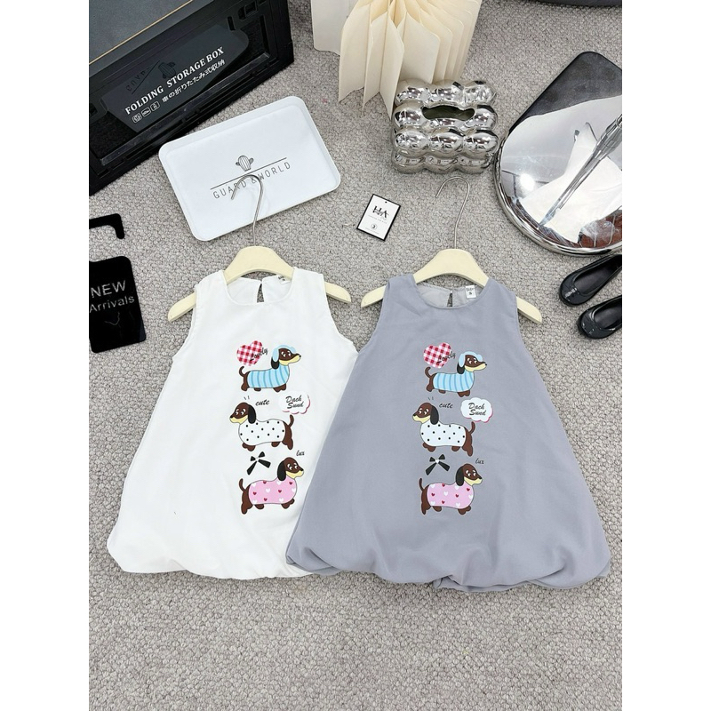 DL32 {Diệu Linh shop kids} váy thiết kế ba lỗ dáng bí  chất gió lụa nhăn mềm mịn , thoáng mát cho bé gái từ 10-30kg