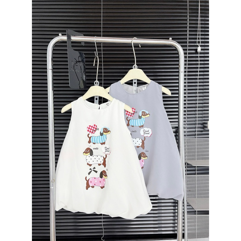 DL32 {Diệu Linh shop kids} váy thiết kế ba lỗ dáng bí  chất gió lụa nhăn mềm mịn , thoáng mát cho bé gái từ 10-30kg