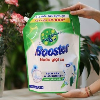 Nước giặt xả Booster hương nắng xuân đậm đặc túi 2.4L, Sạch thơm dịu nhẹ