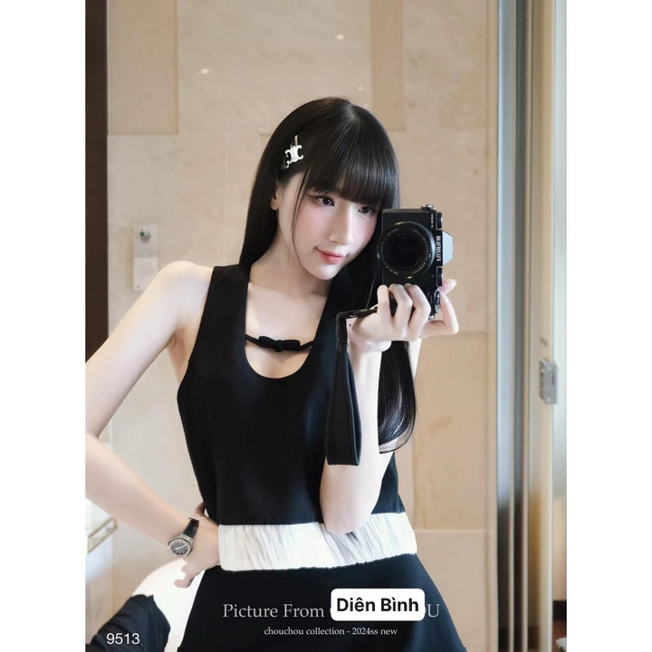 Set Áo Bèo Nơ Ngực Phối Chân Váy Chữ A, Set Đồ Nữ Dáng Croptop Mix Chân Váy Dáng Ngắn Tiểu Thư