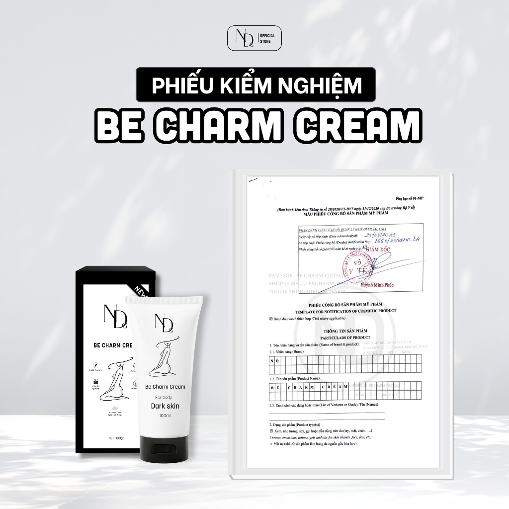 Combo Khử Mụn, Viêm lcl, Thâm cho Mông, Bẹn, Nách,.. BHA Serum ND 8% & Be Charm Cream