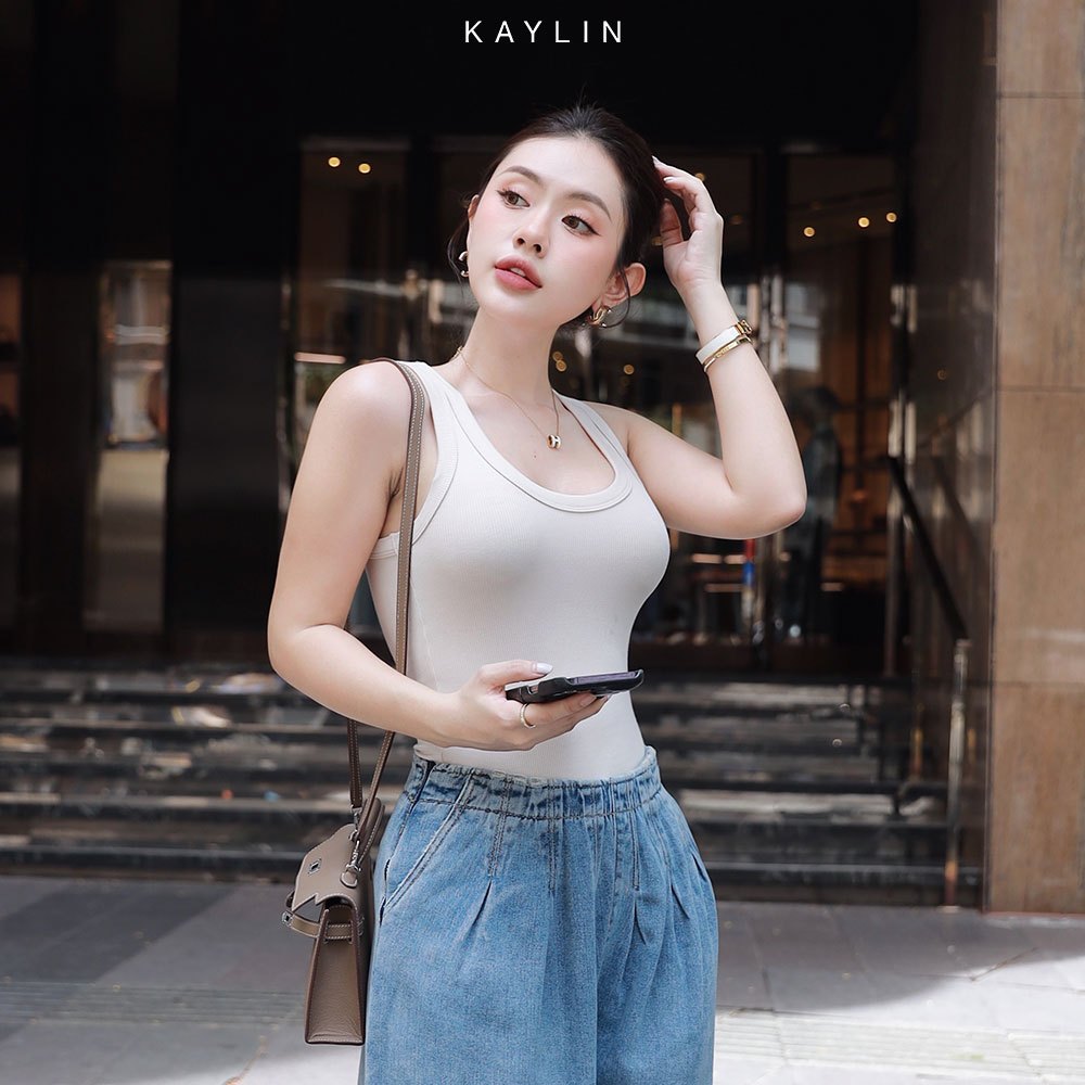 Ảnh Áo thun ba lỗ KAYLIN form Basic chất vải thun gân co giản phong cách thoải mái - N2006 2