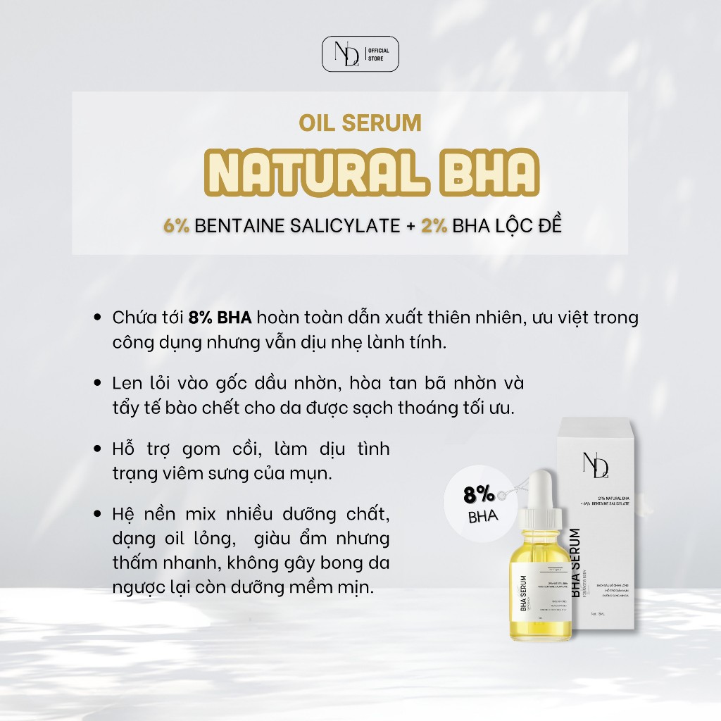Combo Khử Mụn, Viêm lcl, Thâm cho Mông, Bẹn, Nách,.. BHA Serum ND 8% & Be Charm Cream