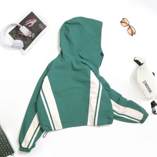 Áo khoác gió Nữ dáng croptop A2 phối sọc Shop Long