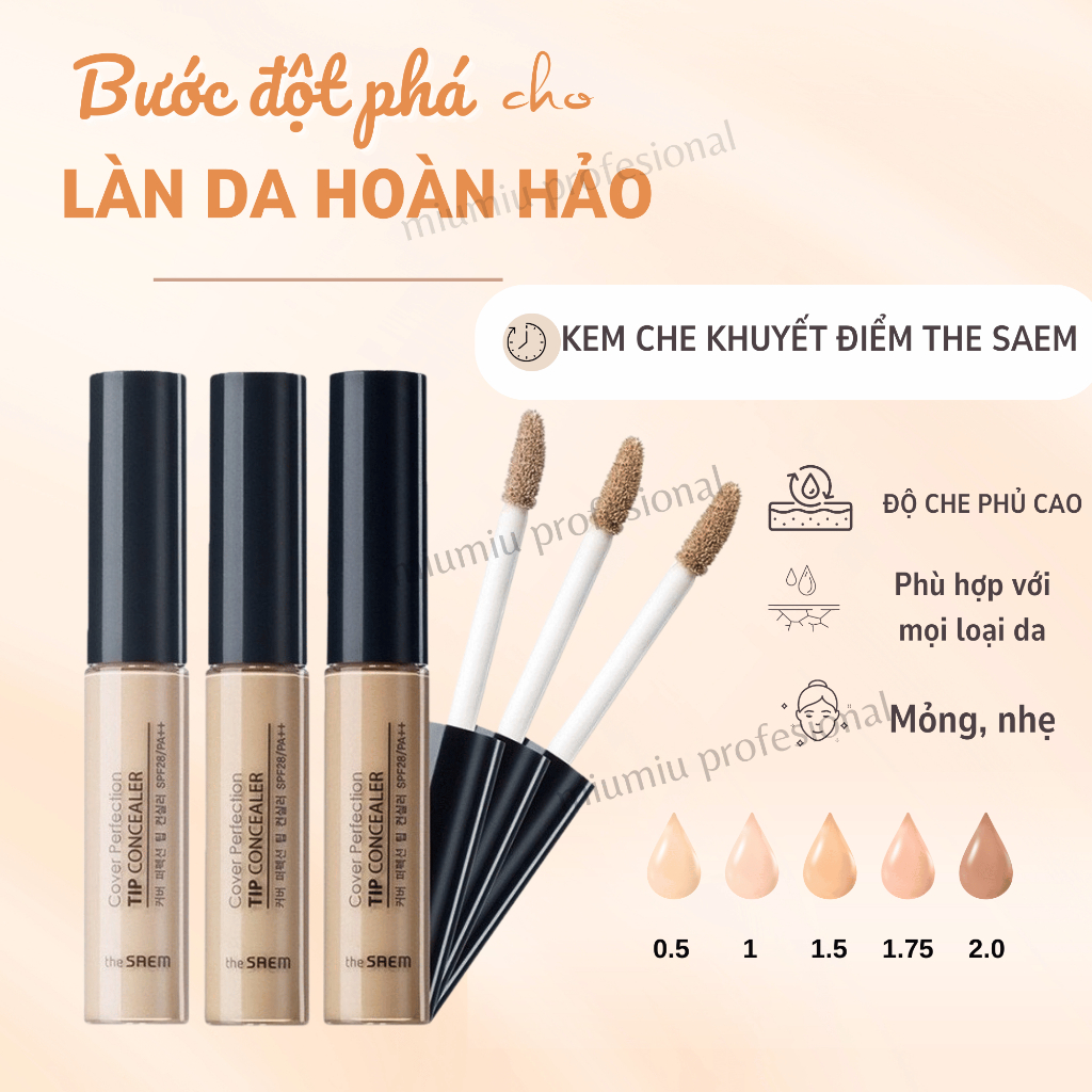 Kem che khuyết điểm The Saem Cover Perfection Tip Concealer Spf28 PA++ (6.5g)
