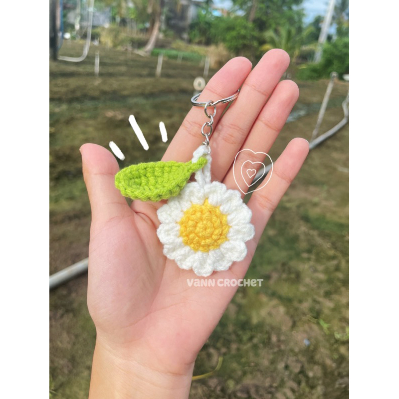 (Có sẵn) ẢNH THẬT-MÓC KHOÁ LEN HOA CÚC 🌼