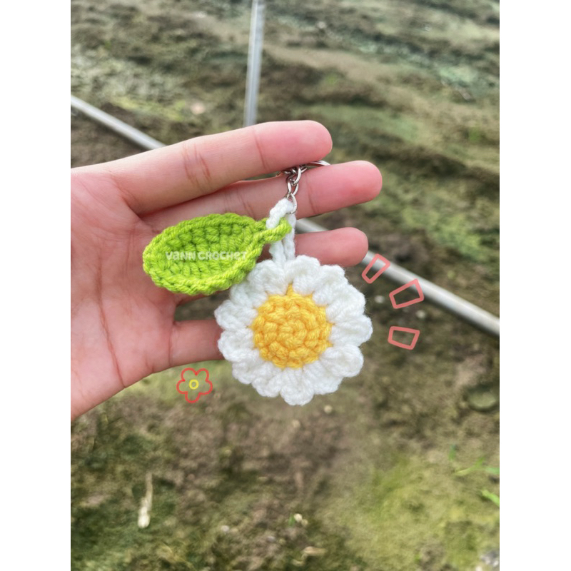 (Có sẵn) ẢNH THẬT-MÓC KHOÁ LEN HOA CÚC 🌼