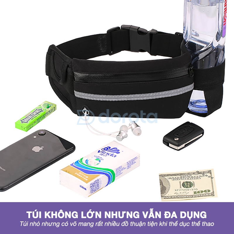 Ảnh Túi chạy bộ nam nữ chống nước đeo bụng đựng điện thoại, chai nước có thêm lỗ luồn tai nghe và cái chìa khoá TDH 1