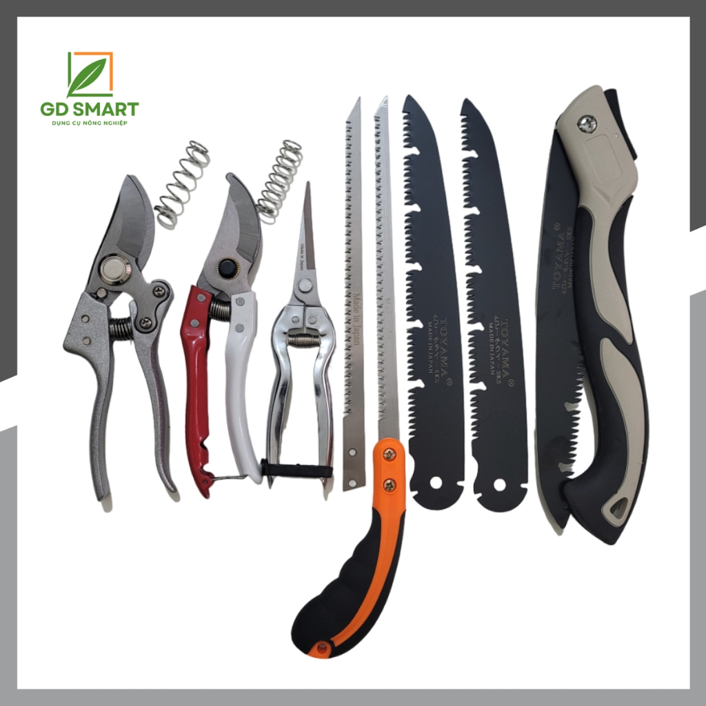Bộ 9 Món Dụng Cụ Làm Vườn Cây Cảnh Bonsai (Kéo SK5 Kéo Cắt Cành Cưa Gập Cầm Tay và Cưa Lách New)