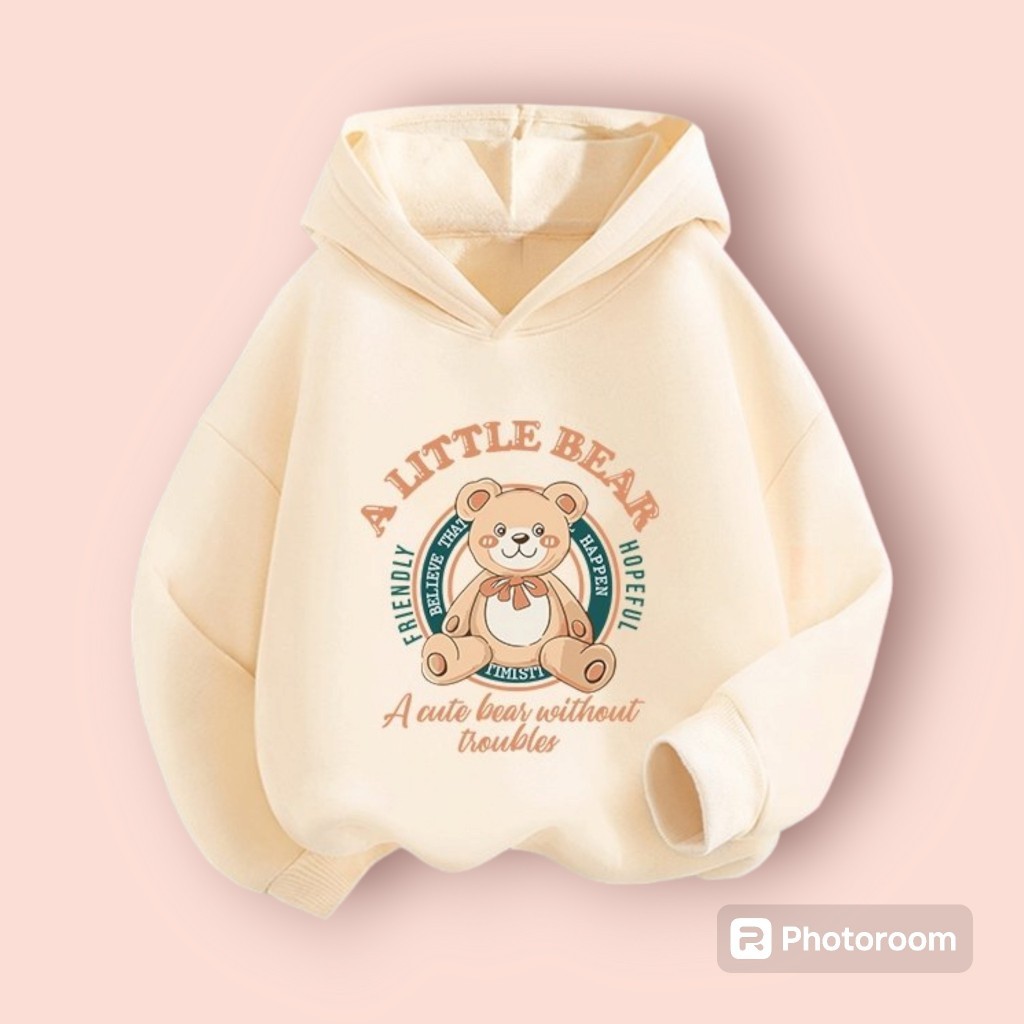 Áo hoodie trẻ em hình Gấu A LITTLE BEAR chất vải nỉ coton siêu ấm KIỂU CÁCH  hàn quốc từ 10-60kg (M 157)
