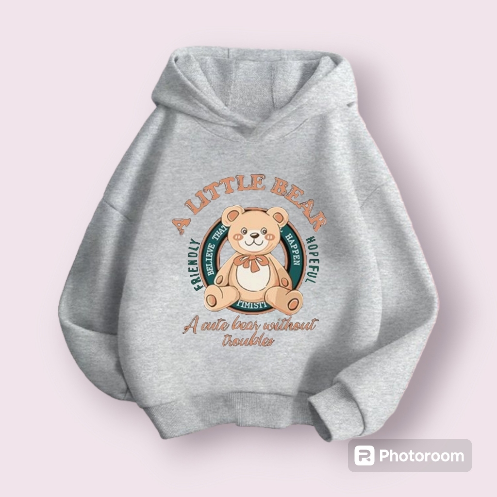 Áo hoodie trẻ em hình Gấu A LITTLE BEAR chất vải nỉ coton siêu ấm KIỂU CÁCH  hàn quốc từ 10-60kg (M 157)