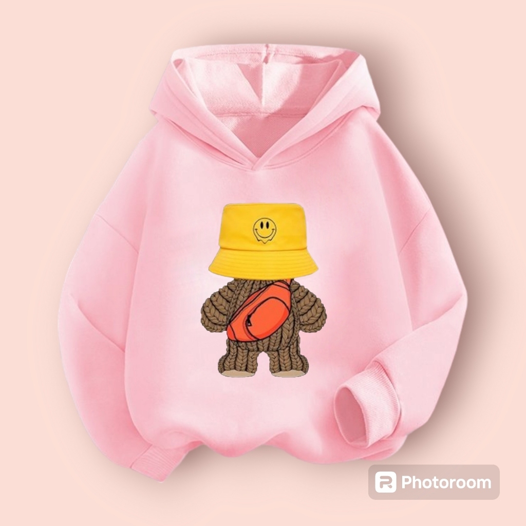 Áo hoodie trẻ em hình Gấu Túi Mũ chất vải nỉ coton siêu ấm cực đẹp fashion hàn quốc cho bé từ 10-60kg (M 82)