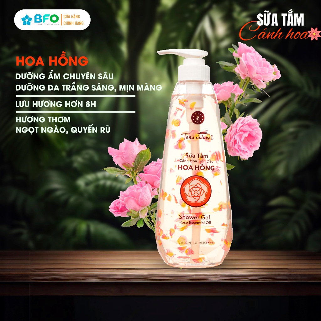 Ảnh Sữa Tắm Nước Hoa Dưỡng Ẩm Tinh Dầu Hoa Hồng Hương Thảo Tami Natural 600ml 4