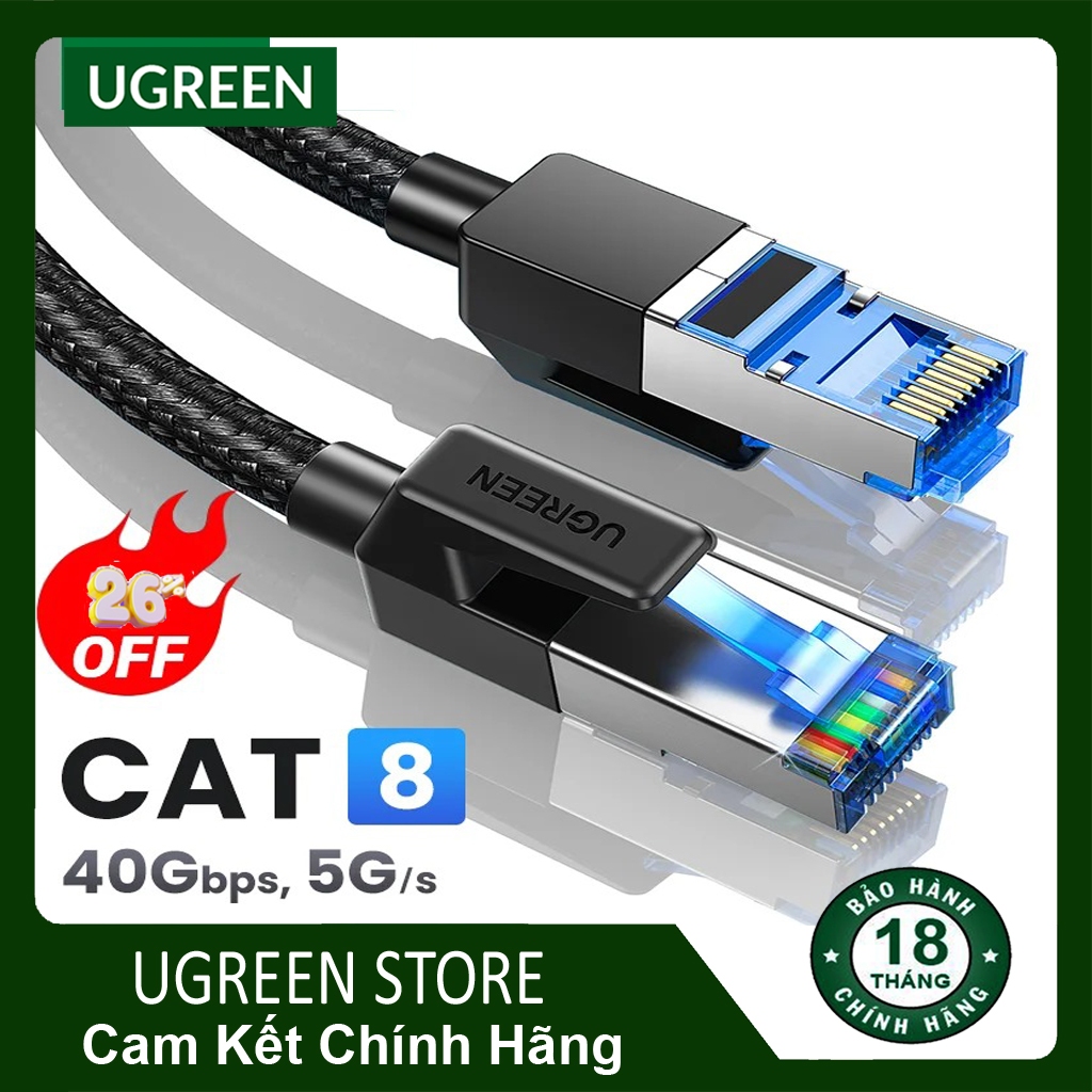 Cáp mạng Cat8 Ugreen tốc độ cao dây dù RJ45 Ethernet Tốc độ 40Gbps ...