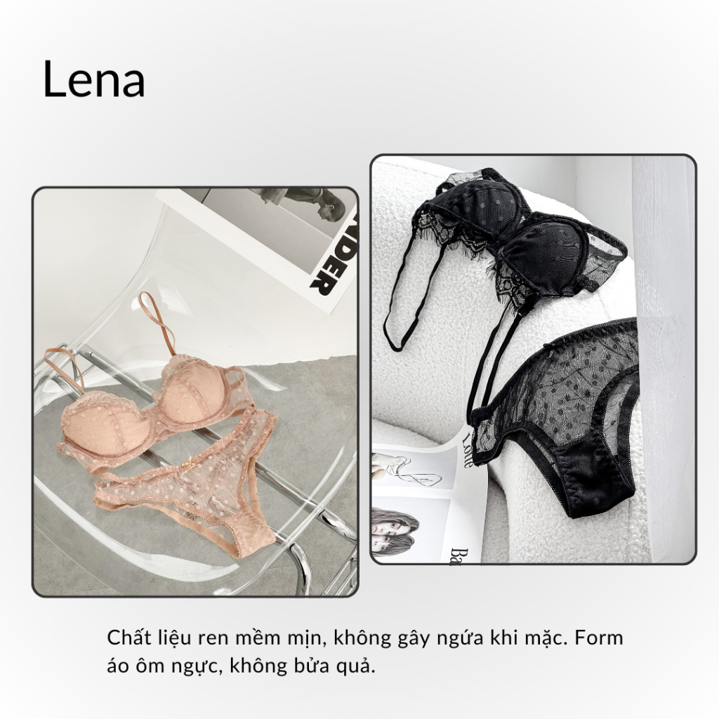 Bộ Đồ Lót Thiết Kế Lena Chất Liệu Chấm Bi Phối Ren Mặc Áo Hở Lưng (Hình Thật - Che Tên Sản Phẩm) | BigBuy360 - bigbuy360.vn