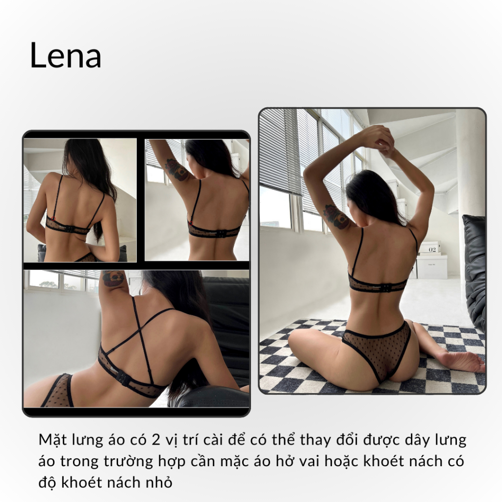 Bộ Đồ Lót Thiết Kế Lena Chất Liệu Chấm Bi Phối Ren Mặc Áo Hở Lưng (Hình Thật - Che Tên Sản Phẩm) | BigBuy360 - bigbuy360.vn