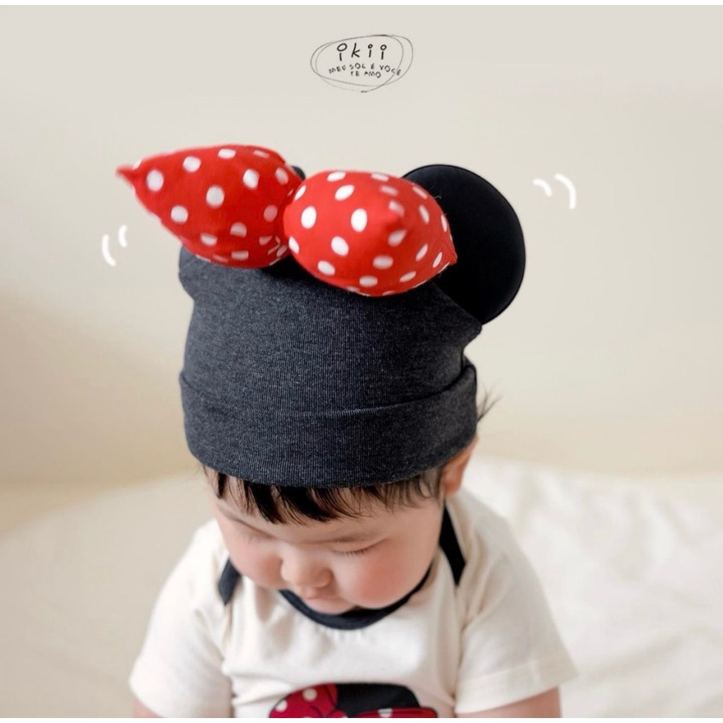 (HÀNG CÓ SẴN) Set cover Mickey vs Minie kèm mũ, tặng tất màu Cover ikii Hàn Quốc cho bé trai , bé gái, sơ sinh