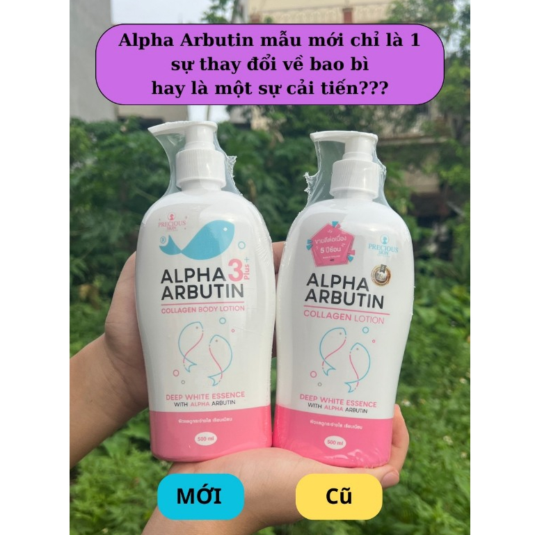 Sữa Dưỡng Thể Trắng Da Alpha Arbutin Collagen Lotion 3+ Plus Thái Lan Dưỡng Trắng Mềm Mại Có Mã QR 500ml