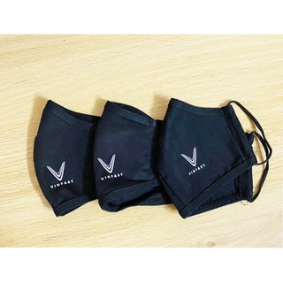 [ Khẩu trang Vinfast đen ] Vải cotton 2 lớp, lọc bụi, thời trang, in logo VF. Vinfast printed black facemask